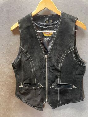 Harley-Davidson Black Suede Zip-Front Women's Vest
